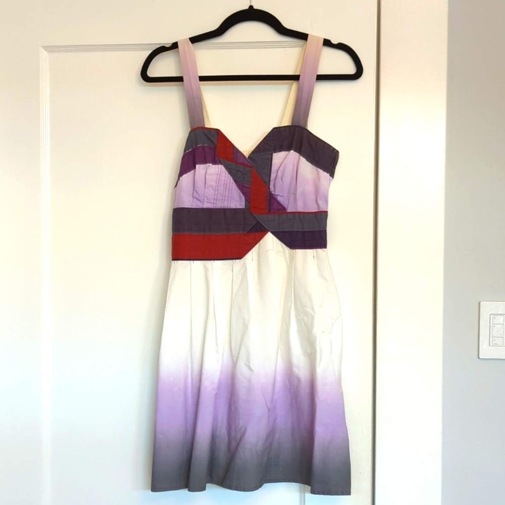 Urban outfitters ombre purple white gray dipdye dress quilted patchwork size M